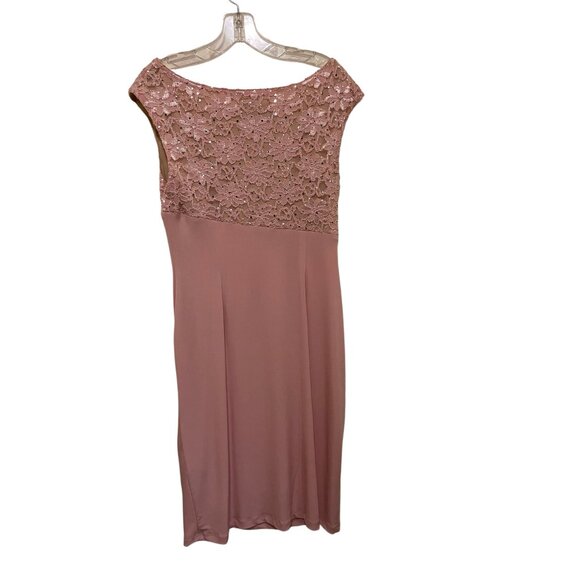 Connected Apparel Womens Lace & Chiffon Pink Cocktail Dress - Picture 5 of 10